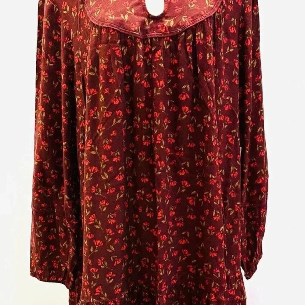 NWT SONOMA Women Long Sleeve Pullover Knee Length Loose Fit Floral Dress Size 2X - Picture 2 of 13